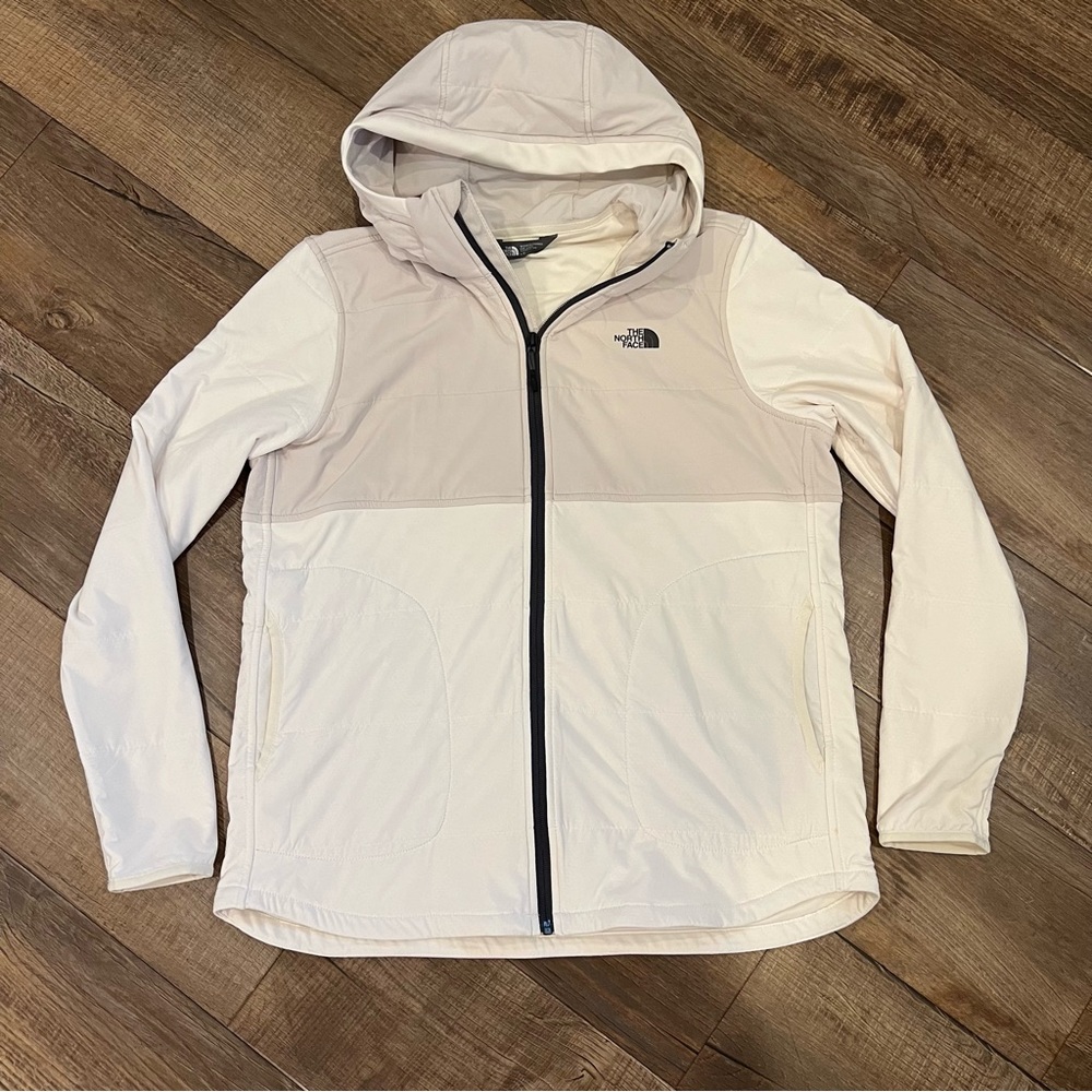 The North Face White Full Zipper Jacket Hooded size Large